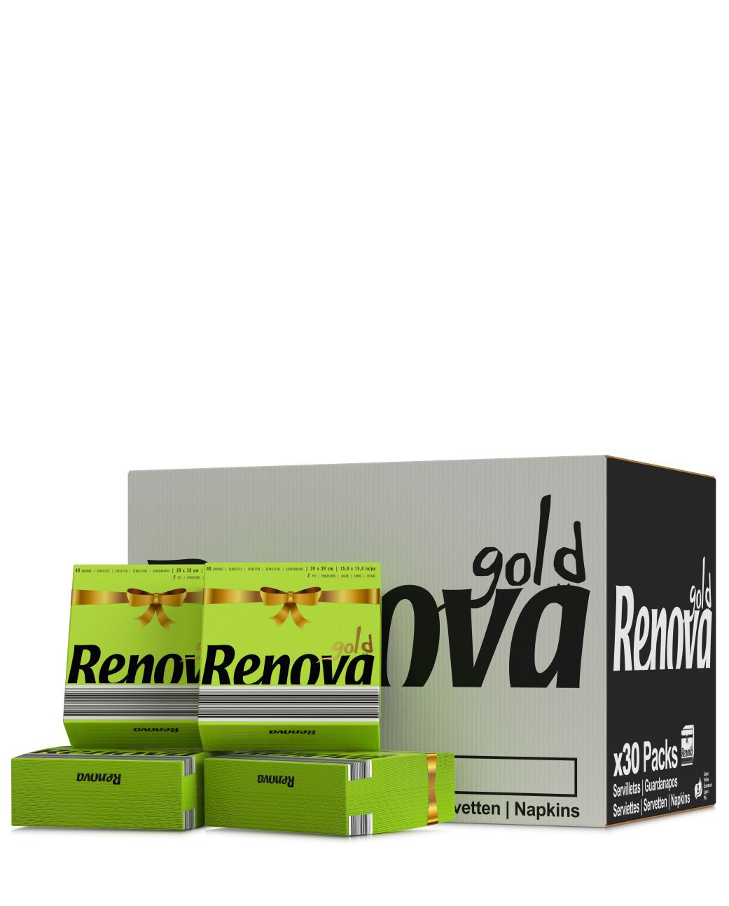 Gold Green Table Napkins x30