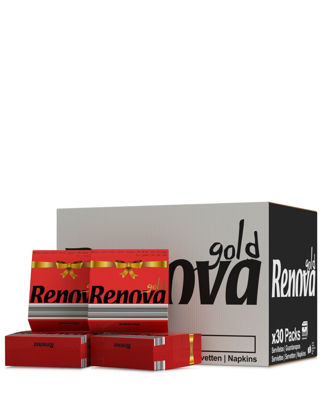 Gold Red Table Napkins x30