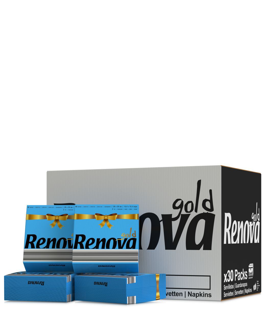 Gold Light Blue Table Napkins x30