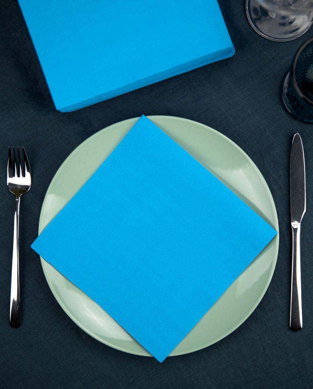 Gold Light Blue Table Napkins