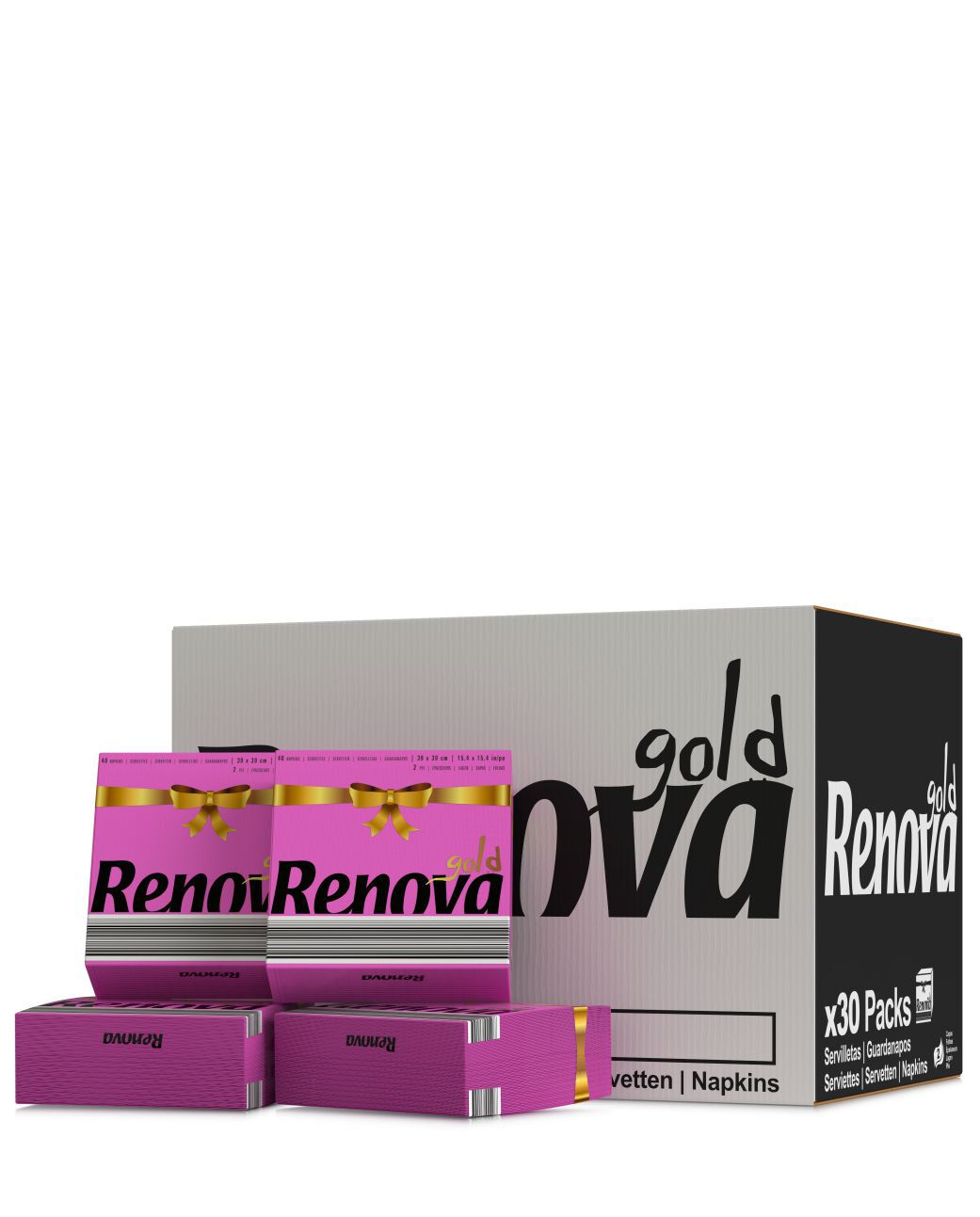 Gold Fucsia Table Napkins x30