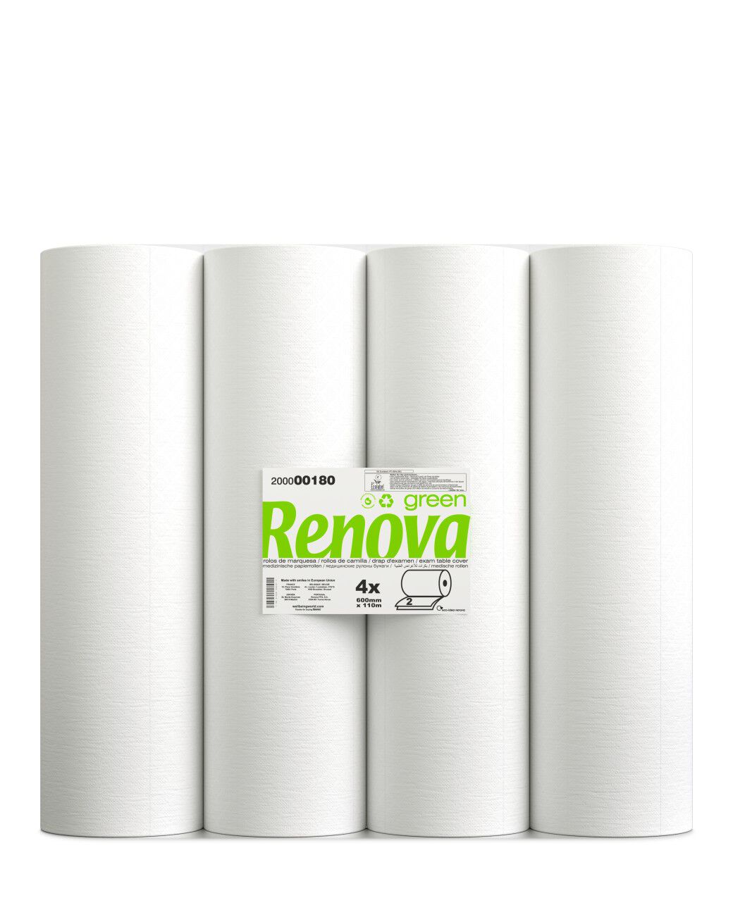 Renovagreen 4x110m 2P Treatment Table Paper Rolls