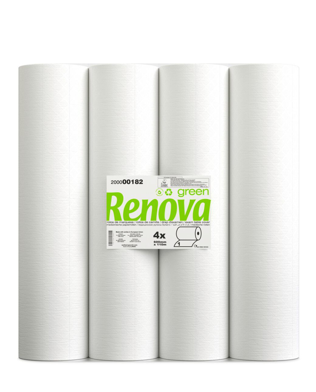 Renovagreen 4x110m 1P Treatment Table Paper Rolls
