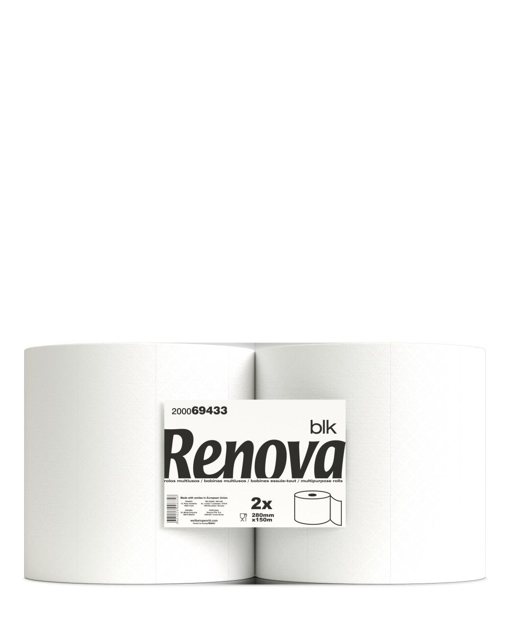Renova BLK 2x150m Airlaid Rolls